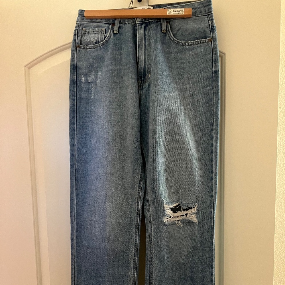 Just Black Denim Light Wash Denim High Rise Distressed Straight Jeans